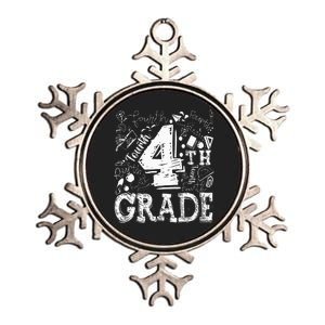 4th Fourth Grade Typography Team Kids Teacher Back To School Metallic Star Ornament