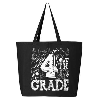 4th Fourth Grade Typography Team Kids Teacher Back To School 25L Jumbo Tote