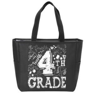 4th Fourth Grade Typography Team Kids Teacher Back To School Zip Tote Bag