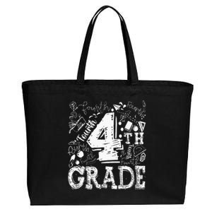 4th Fourth Grade Typography Team Kids Teacher Back To School Cotton Canvas Jumbo Tote