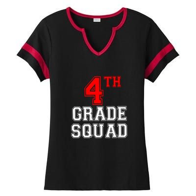 4th Four Grade Squad Back To School Teacher Gift Ladies Halftime Notch Neck Tee