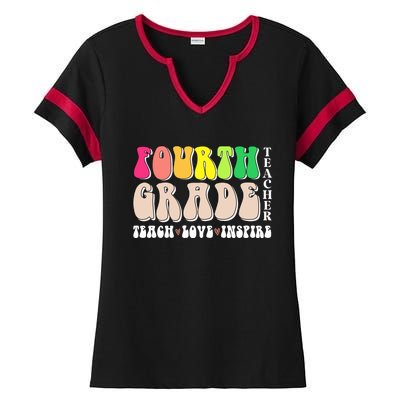 4Th Fourth Grade Teacher Back To School Or Appreciation Week Great Gift Ladies Halftime Notch Neck Tee