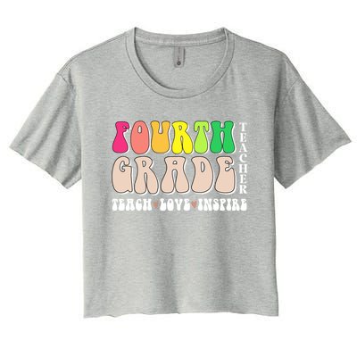 4Th Fourth Grade Teacher Back To School Or Appreciation Week Great Gift Women's Crop Top Tee