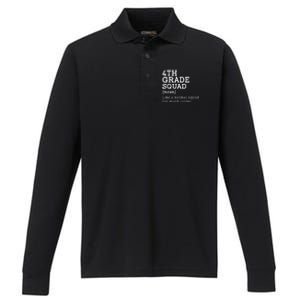 4th Fourth Grade Squad Student Teacher Back To School Gift Performance Long Sleeve Polo