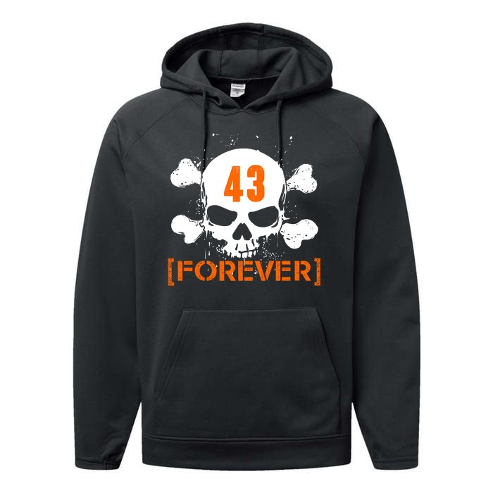 43 Forever Skull Crossbones Racing Legend Tribute Performance Fleece Hoodie