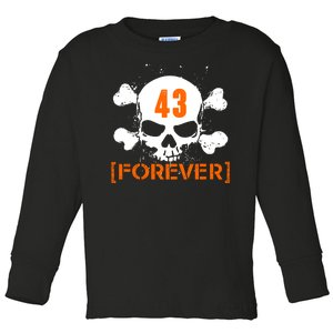 43 Forever Skull Crossbones Racing Legend Tribute Toddler Long Sleeve Shirt