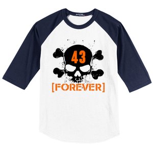 43 Forever Skull Crossbones Racing Legend Tribute Baseball Sleeve Shirt