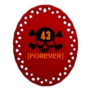 43 Forever Skull Crossbones Racing Legend Tribute Ceramic Oval Ornament