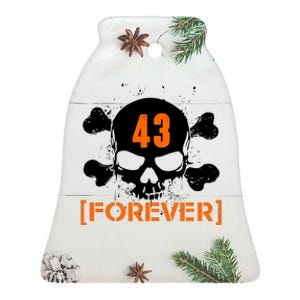 43 Forever Skull Crossbones Racing Legend Tribute Ceramic Bell Ornament