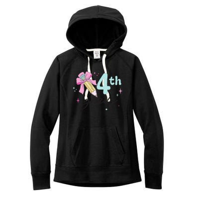 4th Grade Bow Pencil Cute Back To School First Day Of School Women's Fleece Hoodie