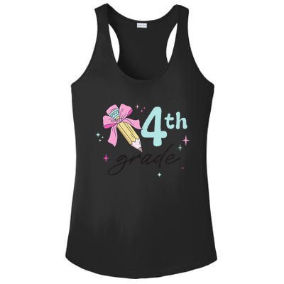 4th Grade Bow Pencil Cute Back To School First Day Of School Ladies PosiCharge Competitor Racerback Tank