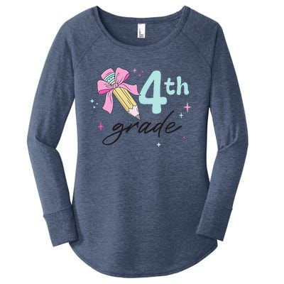 4th Grade Bow Pencil Cute Back To School First Day Of School Women's Perfect Tri Tunic Long Sleeve Shirt