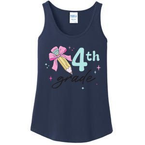 4th Grade Bow Pencil Cute Back To School First Day Of School Ladies Essential Tank