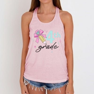 4th Grade Bow Pencil Cute Back To School First Day Of School Women's Knotted Racerback Tank