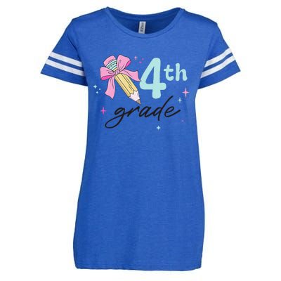 4th Grade Bow Pencil Cute Back To School First Day Of School Enza Ladies Jersey Football T-Shirt