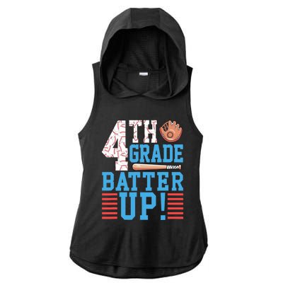 4th Grade Back To School 4th Grade Batter Up Baseball Ladies PosiCharge Tri-Blend Wicking Draft Hoodie Tank