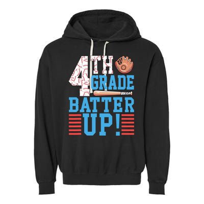 4th Grade Back To School 4th Grade Batter Up Baseball Garment-Dyed Fleece Hoodie