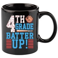 4th Grade Back To School 4th Grade Batter Up Baseball 11oz C Handle Ceramic Mug