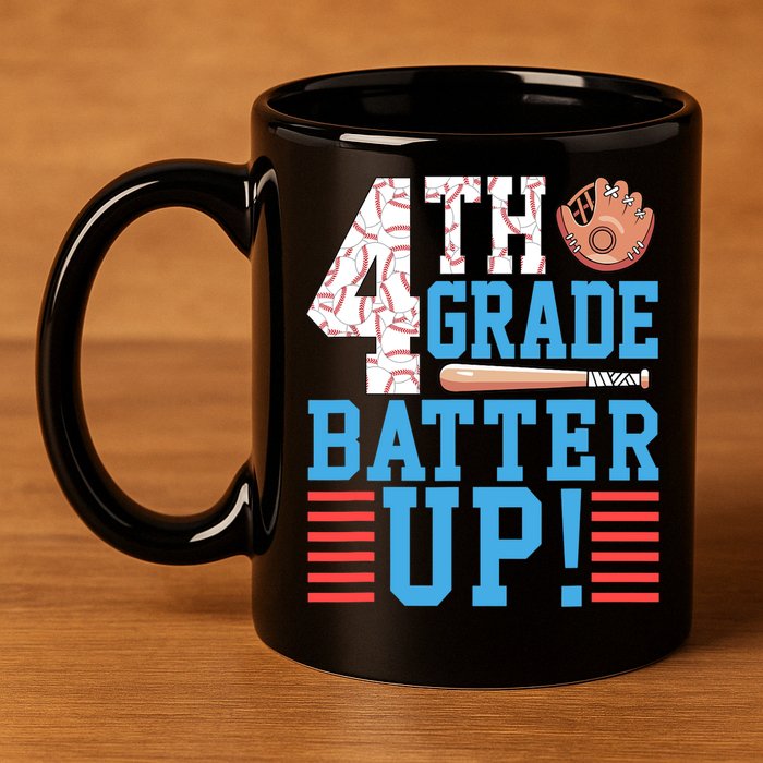 4th Grade Back To School 4th Grade Batter Up Baseball 11oz C Handle Ceramic Mug