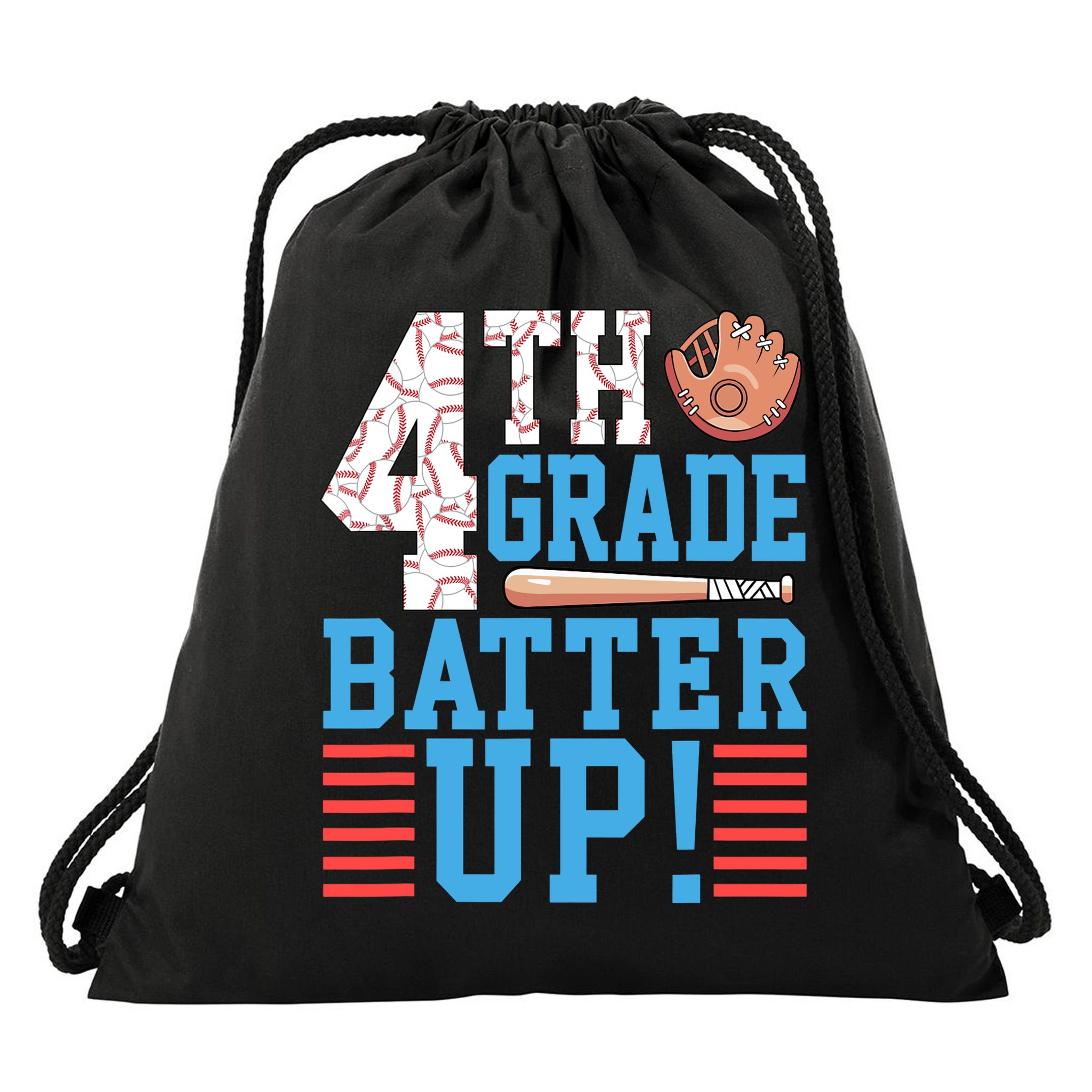 4th Grade Back To School 4th Grade Batter Up Baseball Drawstring Bag