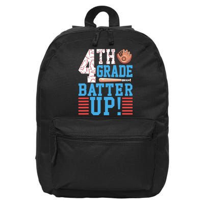 4th Grade Back To School 4th Grade Batter Up Baseball 16 in Basic Backpack