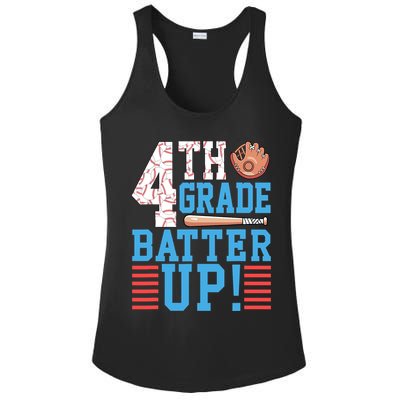 4th Grade Back To School 4th Grade Batter Up Baseball Ladies PosiCharge Competitor Racerback Tank