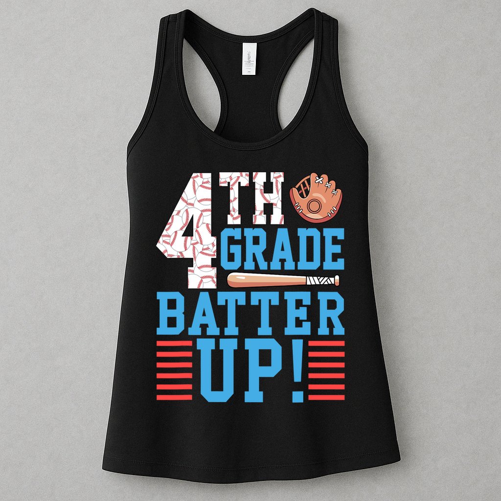 4th Grade Back To School 4th Grade Batter Up Baseball Womens Tank Top