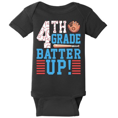 4th Grade Back To School 4th Grade Batter Up Baseball Baby Bodysuit