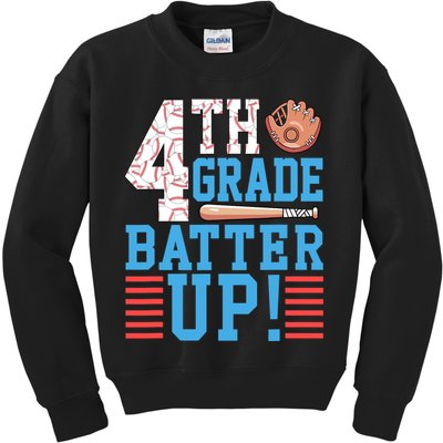 4th Grade Back To School 4th Grade Batter Up Baseball Kids Sweatshirt