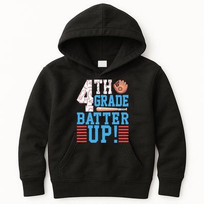 4th Grade Back To School 4th Grade Batter Up Baseball Kids Hoodie