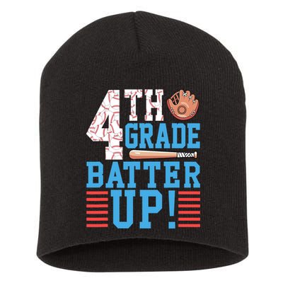 4th Grade Back To School 4th Grade Batter Up Baseball Short Acrylic Beanie