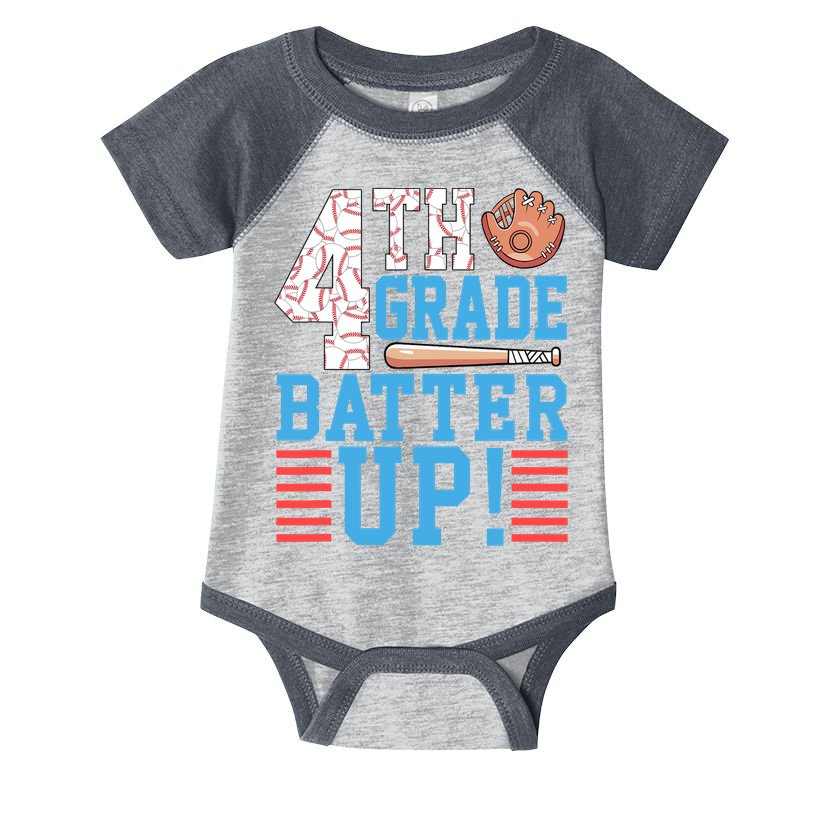 4th Grade Back To School 4th Grade Batter Up Baseball Infant Baby Jersey Bodysuit