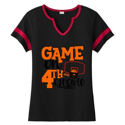 4Th Grade Basketball Game On 4Th Grade Hello Summer Gift Ladies Halftime Notch Neck Tee