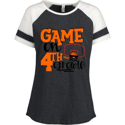 4Th Grade Basketball Game On 4Th Grade Hello Summer Gift Enza Ladies Jersey Colorblock Tee