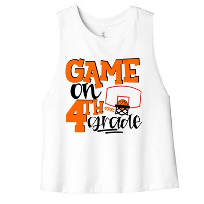 4Th Grade Basketball Game On 4Th Grade Hello Summer Gift Women's Racerback Cropped Tank