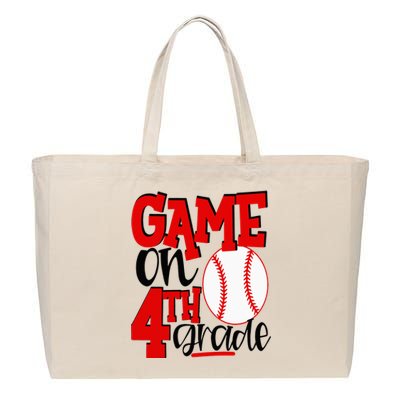 4th Grade Baseball Player 1st Day Of School Cotton Canvas Jumbo Tote