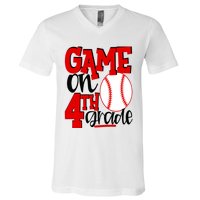 4th Grade Baseball Player Boy 1st Day Of School V-Neck T-Shirt