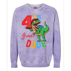 4th Grade Dude TRex Dinosaur Back To School Colorblast Crewneck Sweatshirt