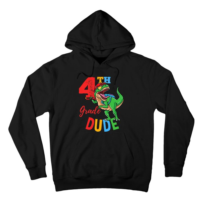 4th Grade Dude TRex Dinosaur Back To School Hoodie