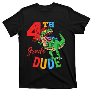 4th Grade Dude TRex Dinosaur Back To School T-Shirt