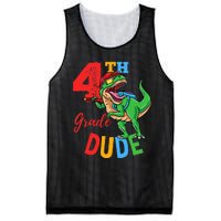 4th Grade Dude TRex Dinosaur Back To School Mesh Reversible Basketball Jersey Tank