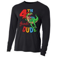 4th Grade Dude TRex Dinosaur Back To School Cooling Performance Long Sleeve Crew