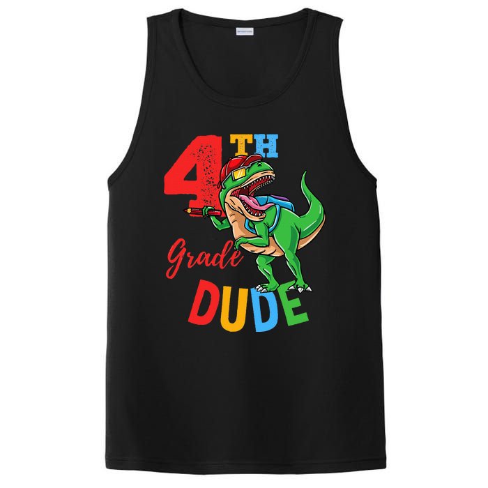 4th Grade Dude TRex Dinosaur Back To School PosiCharge Competitor Tank