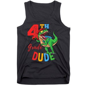 4th Grade Dude TRex Dinosaur Back To School Tank Top