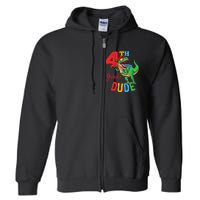 4th Grade Dude TRex Dinosaur Back To School Full Zip Hoodie