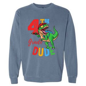 4th Grade Dude TRex Dinosaur Back To School Garment-Dyed Sweatshirt