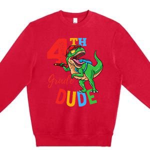 4th Grade Dude TRex Dinosaur Back To School Premium Crewneck Sweatshirt