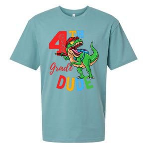 4th Grade Dude TRex Dinosaur Back To School Sueded Cloud Jersey T-Shirt