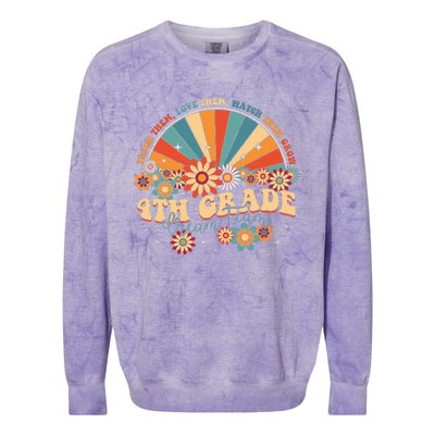 4th Grade Dream Team Groovy Rainbow Back To School Teacher Colorblast Crewneck Sweatshirt