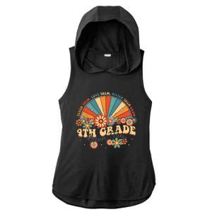 4th Grade Dream Team Groovy Rainbow Back To School Teacher Ladies PosiCharge Tri-Blend Wicking Draft Hoodie Tank